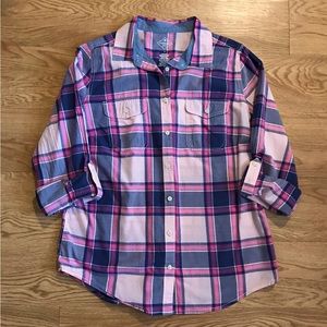 6/$20 St. John’s Bay Long Sleeve Cotton Button Up Western Style Check Blouse